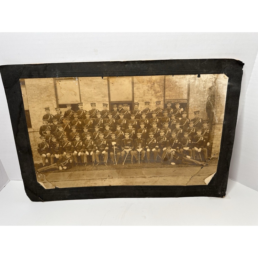 Antique Spanish-American War Group Photo 2nd Illinois Infantry Chicago Waterman